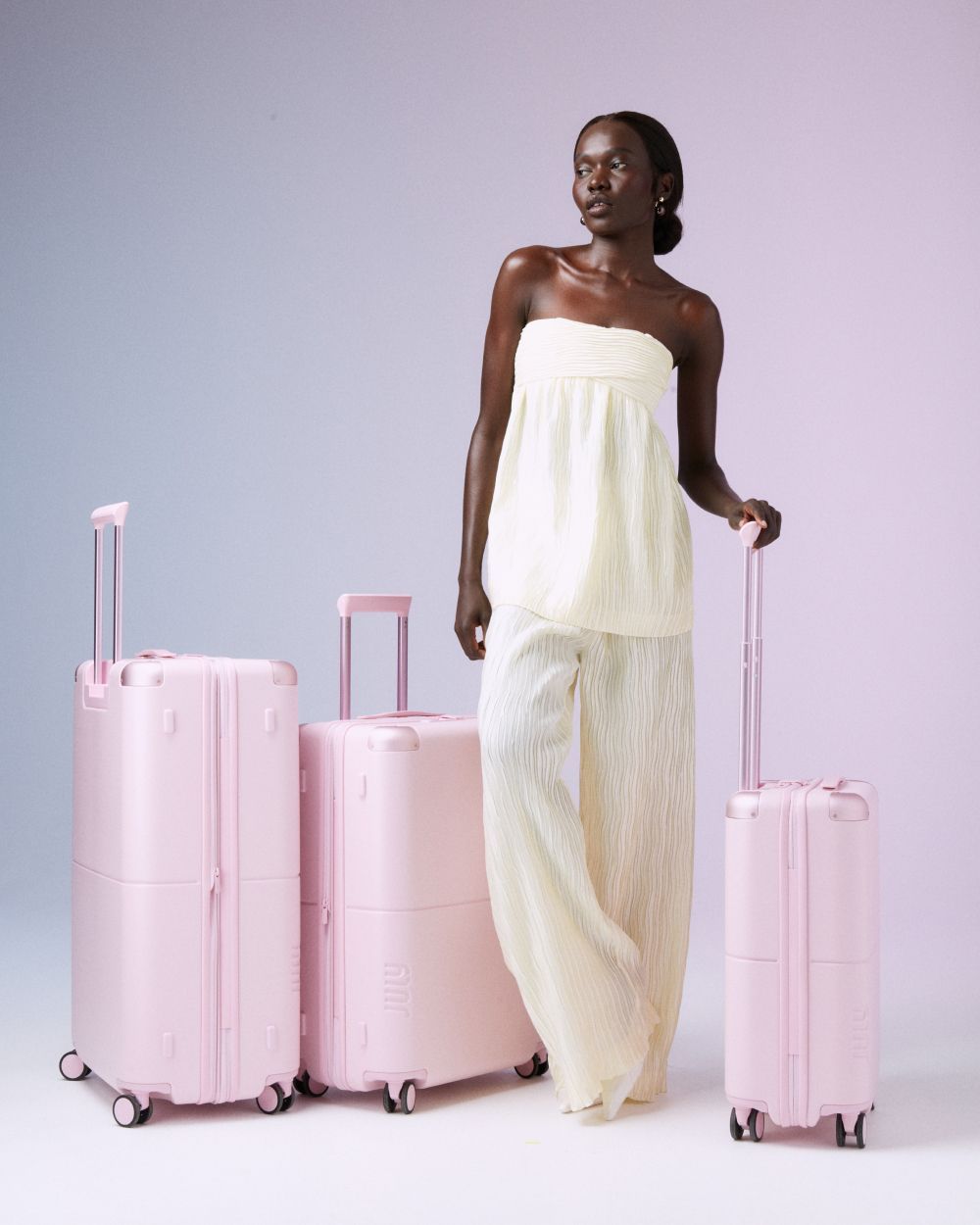 Blush pink luggage set online